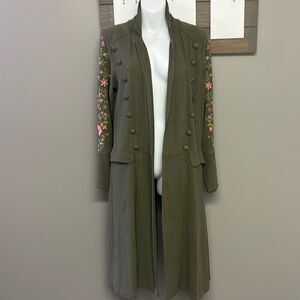 Aratta Silent Journey Multi Blend Sleeve Floral Embroidered Cherish Coat -S